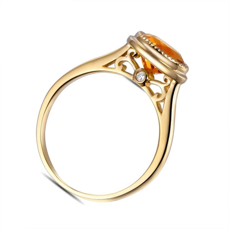 Prsten s round citrínem 7692