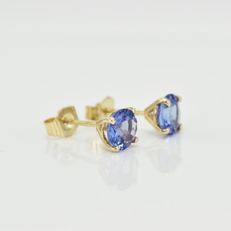 Zlaté tanzanitové náušnice 14297