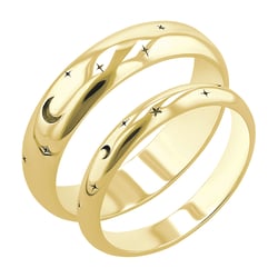 Snubní prsteny s gravírem hvězd a měsíce Furilla