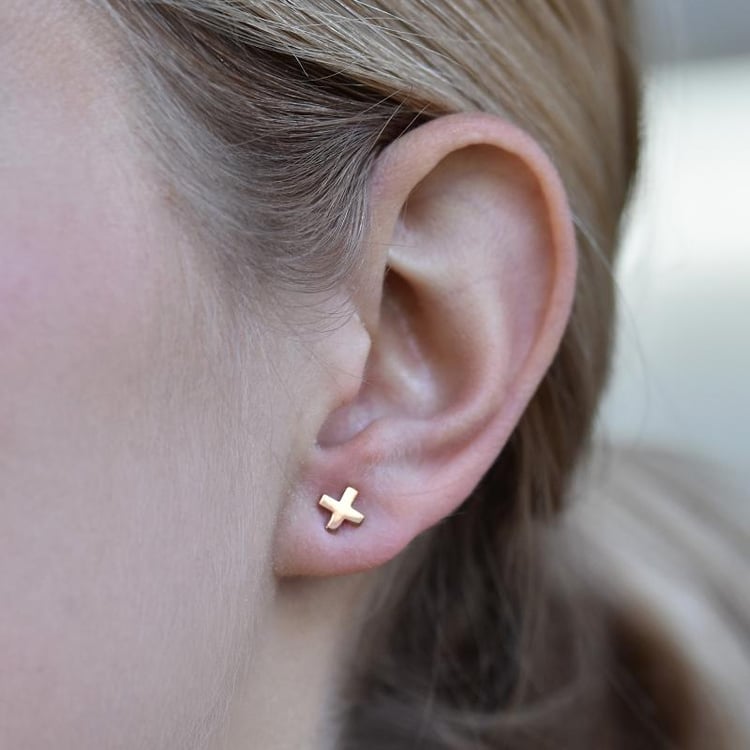 Zlaté náušnice ve tvaru křížku 29932