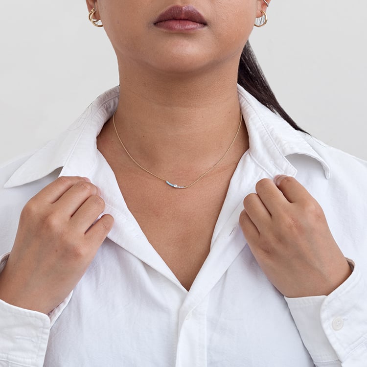 Modrý keramický náhrdelník s diamanty Jamey 128500