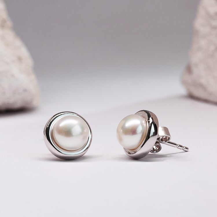 Stříbrné napichovací náušnice s perlami Sophia 116044