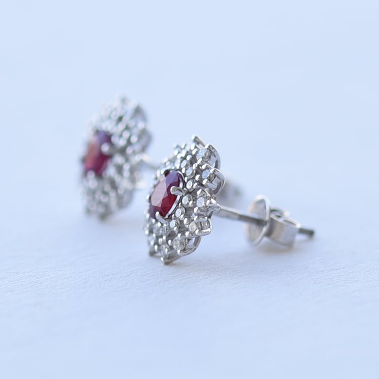 Rubínové náušnice z bílého zlata 61804