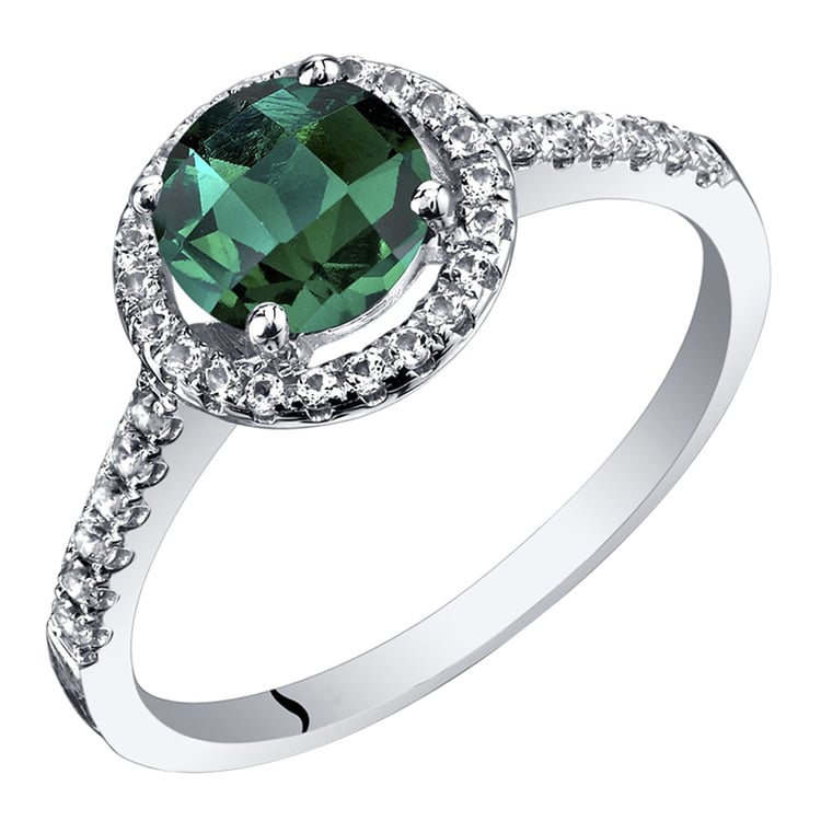 Prsten ze zlata se smaragdem a bílými topazy Umberto