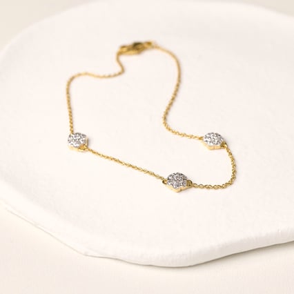 Řetízkový náramek s kytičkami z přírodních diamantů Amala