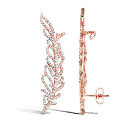 Pozlacené fashion náušnice se zirkony Feather