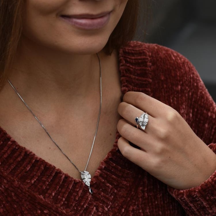 Stříbrná kolekce se safíry a zirkony 50044