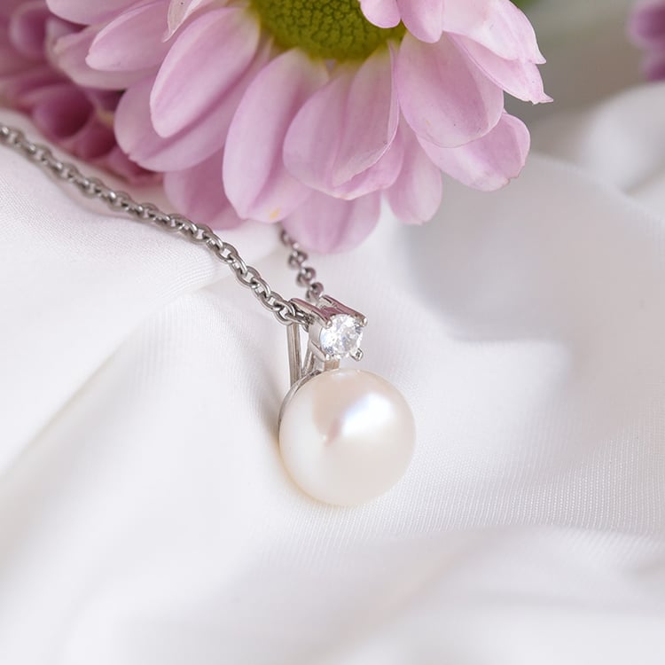 Perlový přívěsek se zirkonem ze stříbra 83591