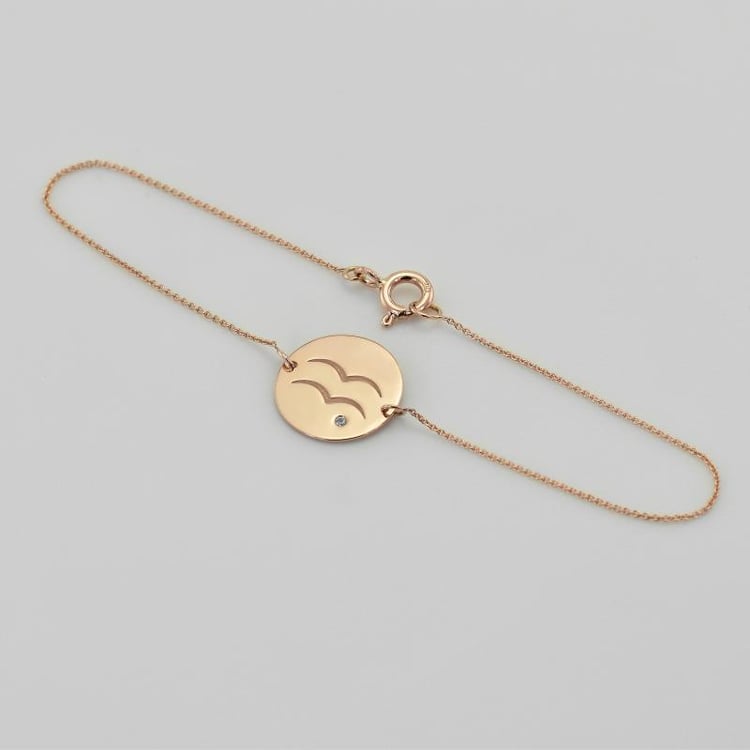 Zlatý náramek se znamením a akvamarínem 36050