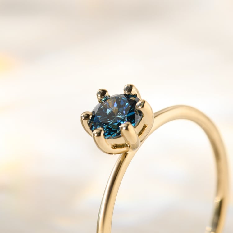 Zásnubní prsten s certifikovaným fancy blue lab-grown diamantem Birdie 140484