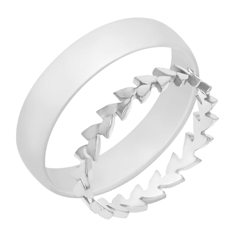 Prsten ve tvaru lístečků a pánský komfortní prsten z bílého zlata