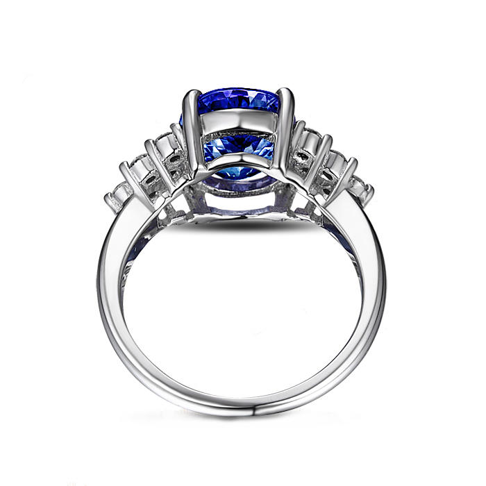 Honosný prsten z bílého zlata s oválným tanzanitem Enye 5651
