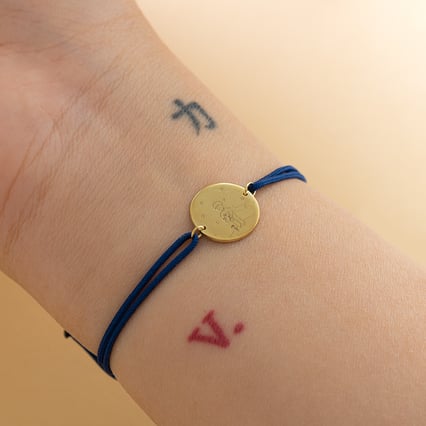 Stříbrný provázkový náramek Malý princ s růží a gravírem