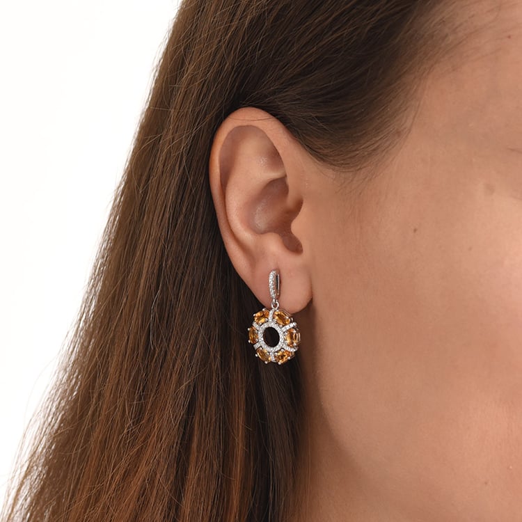 Stříbrné náušnice plné citrínů 69129