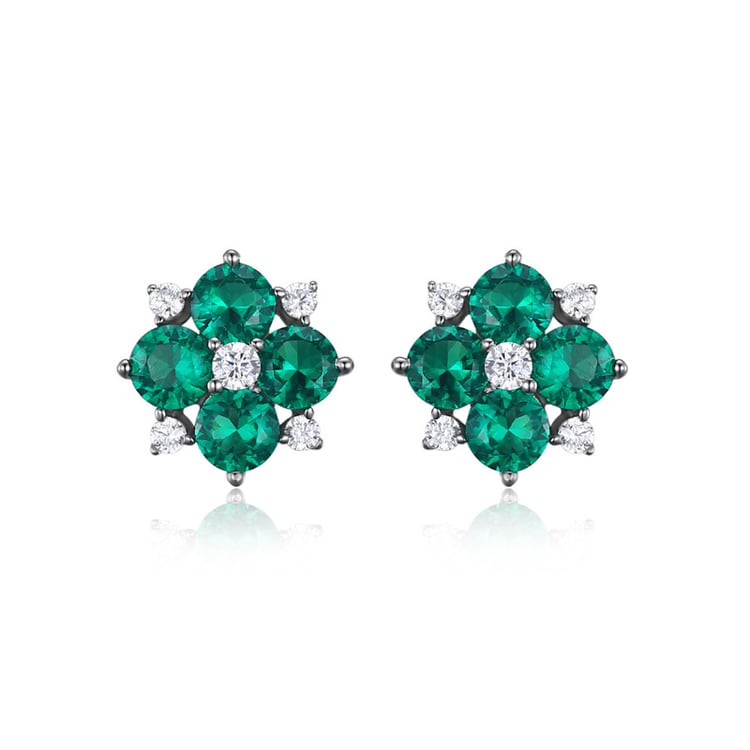 Stříbrné náušnice se smaragdy a zirkony Laleh