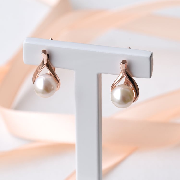 Elegantní náušnice z pozlaceného stříbra s perlou 78124