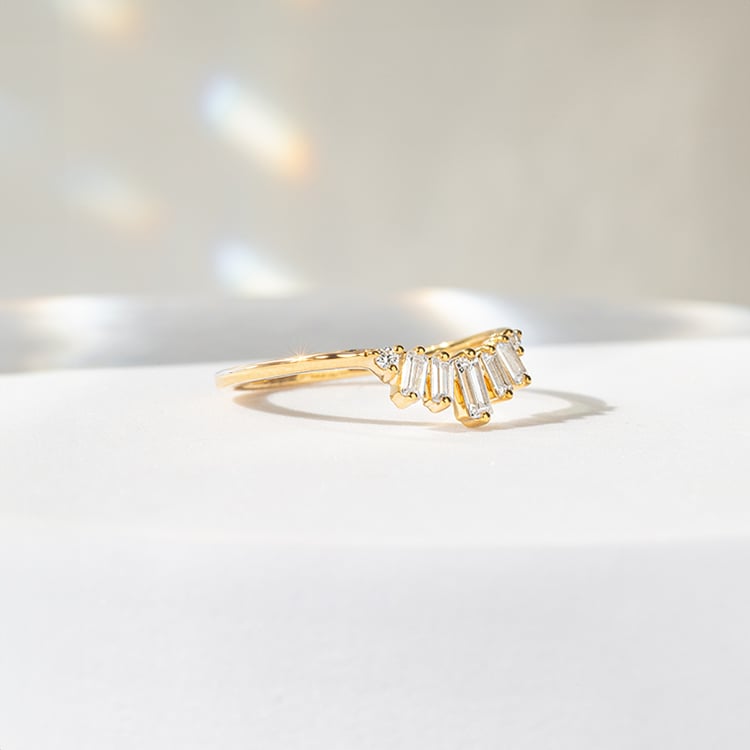 Vykrojený prsten s baguette lab-grown diamanty Domenic 141484