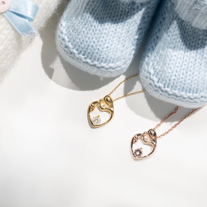 Přívěsek matka a dítě s morganitem a diamantem Ella