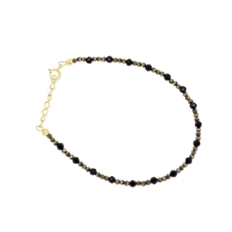 Pozlacený korálkový náramek se spinely a pyrity Mithi