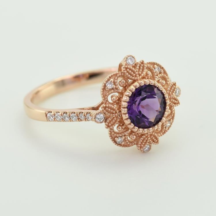 Prsten s ametystem a diamanty 51543