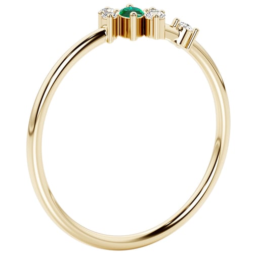 Cluster prsten s lab-grown smaragdem a diamanty Kasen