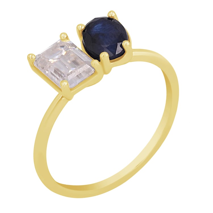 Zásnubní prsten Toi et Moi se safírem a moissanitem Hartley 110311