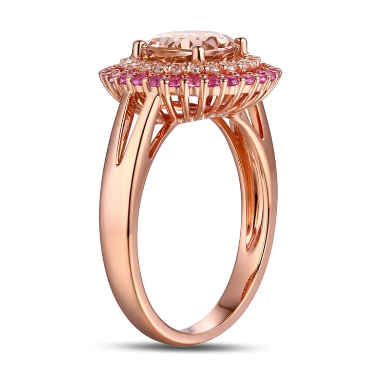 Zlatý prsten s morganitem 10082