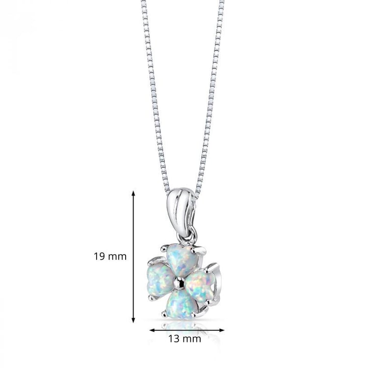 Stříbrný náhrdelník se čtyřlístkem z opálů Obelia 6818