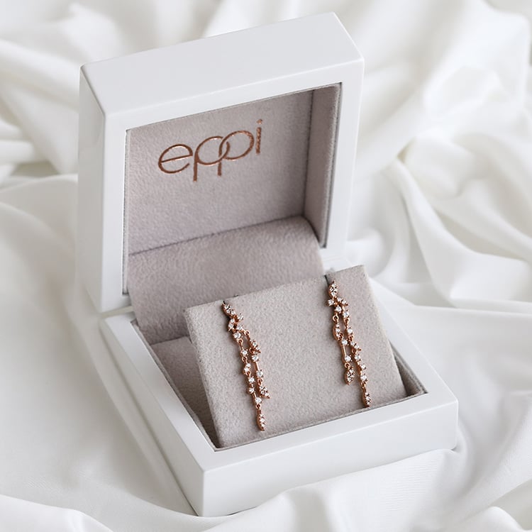 Visací náušnice z růžového zlata 85792