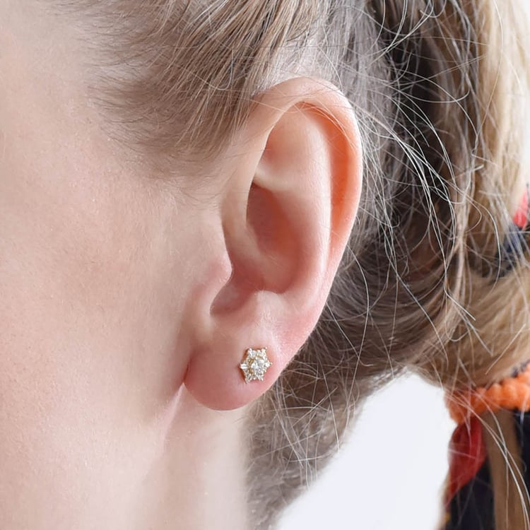 Náušnice ve tvaru hexagon s lab-grown diamanty 95949