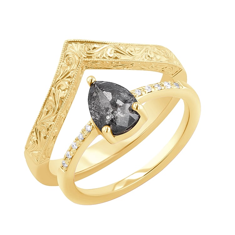 Set prstenů se salt and pepper diamantem a lab-grown diamanty Padma 126888