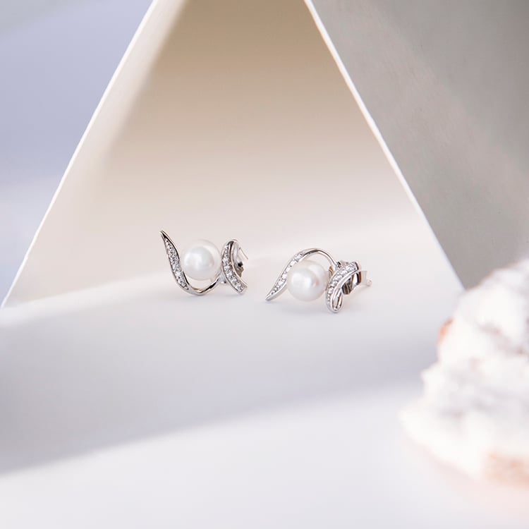 Náušnice s perlou a diamanty Durga 135926