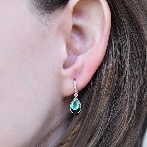 Smaragdové náušnice se safíry a diamanty Elsterna