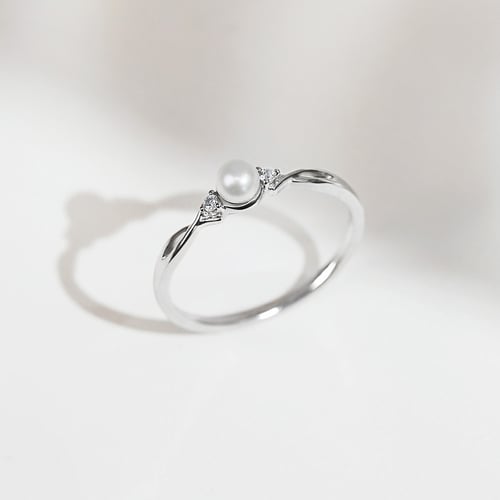 Elegantní zlatý prsten s perlou a diamanty Azana