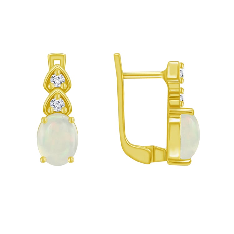 Pozlacené náušnice s opály a zirkony 48230