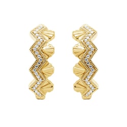 Zlaté neobvyklé kruhové náušnice s lab-grown diamanty Alva