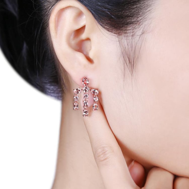 Zlaté náušnice plné morganitů Zea 16945