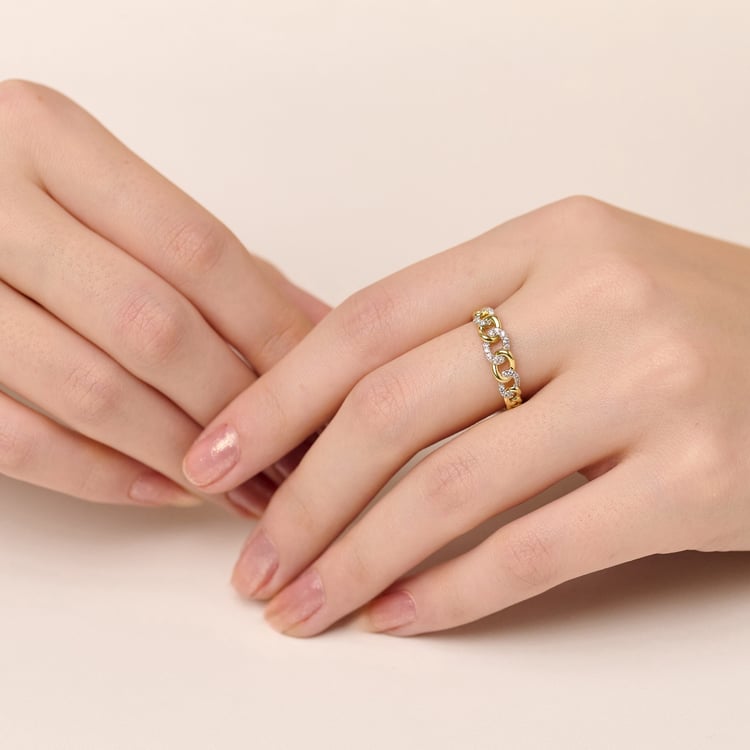 Zlatý proplétaný prsten s lab-grown diamanty Rakhi 165540