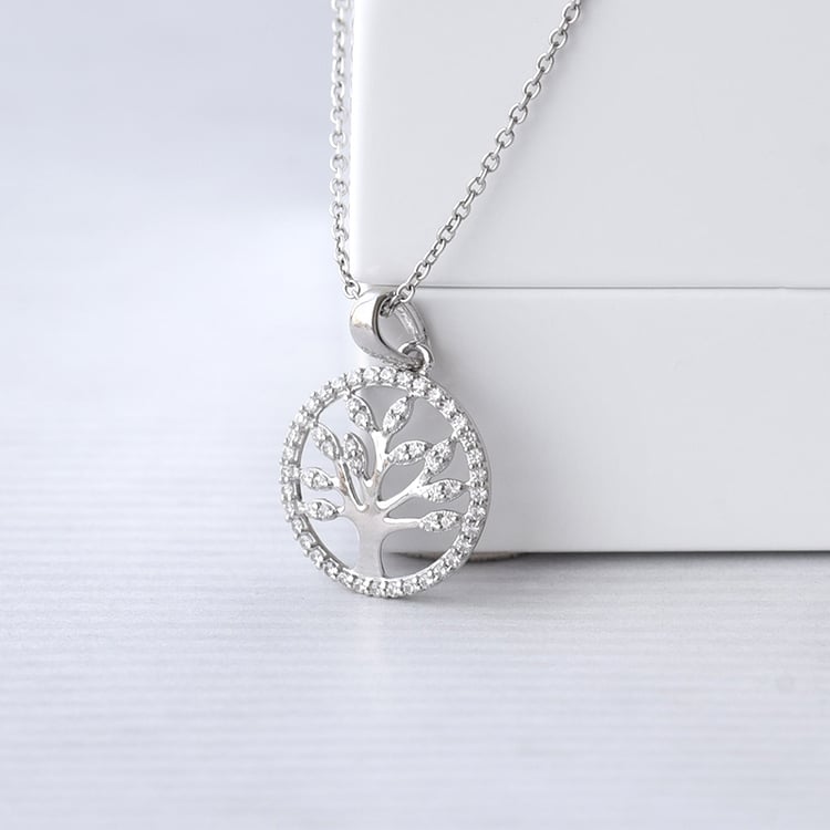 Stříbrný strom života s lab-grown diamanty Elmer 104386