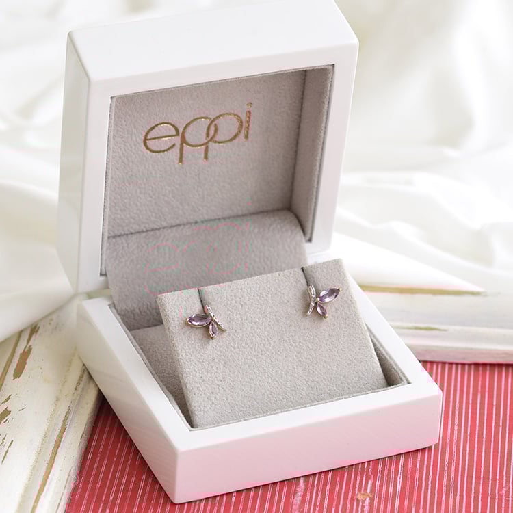 Ametystové náušnice ze zlata s diamanty 87430