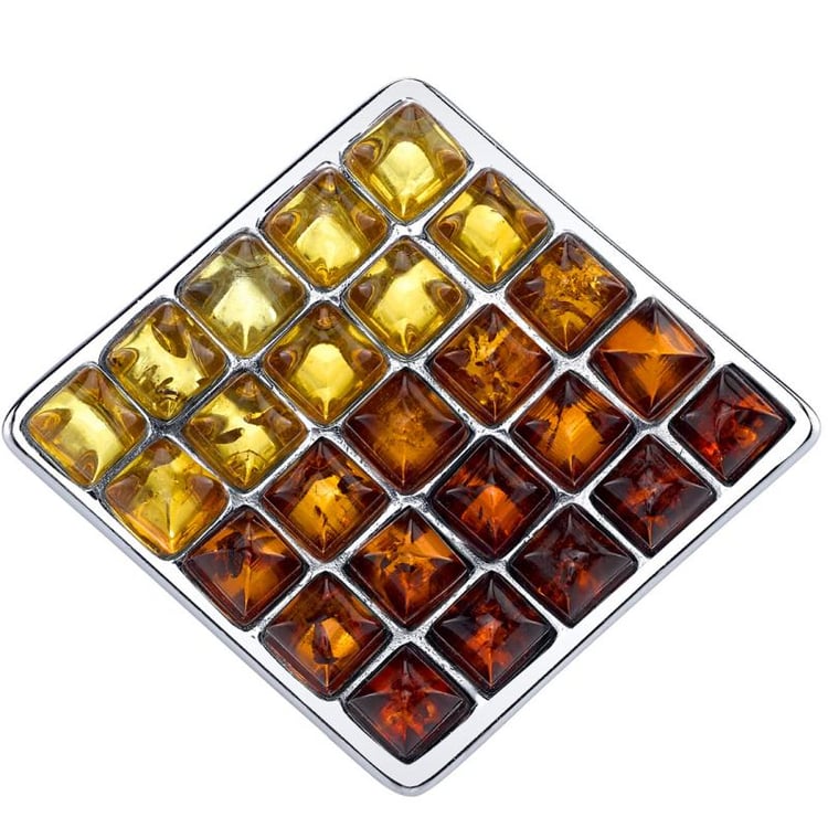 Stříbrný prsten s jantary 34216