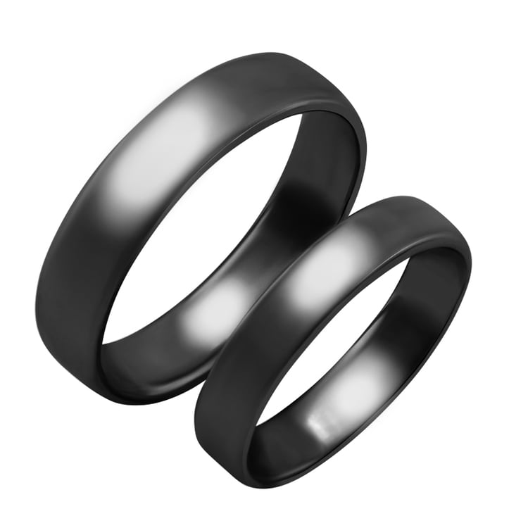 Černé zlaté snubní prsteny s ruténiem