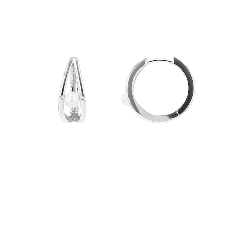 Stříbrné kruhové náušnice s perlami Kristie