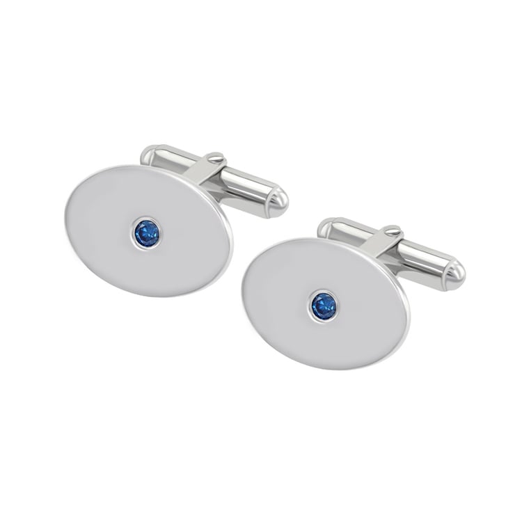 Stříbrné manžetové knoflíčky s modrými diamanty Obert