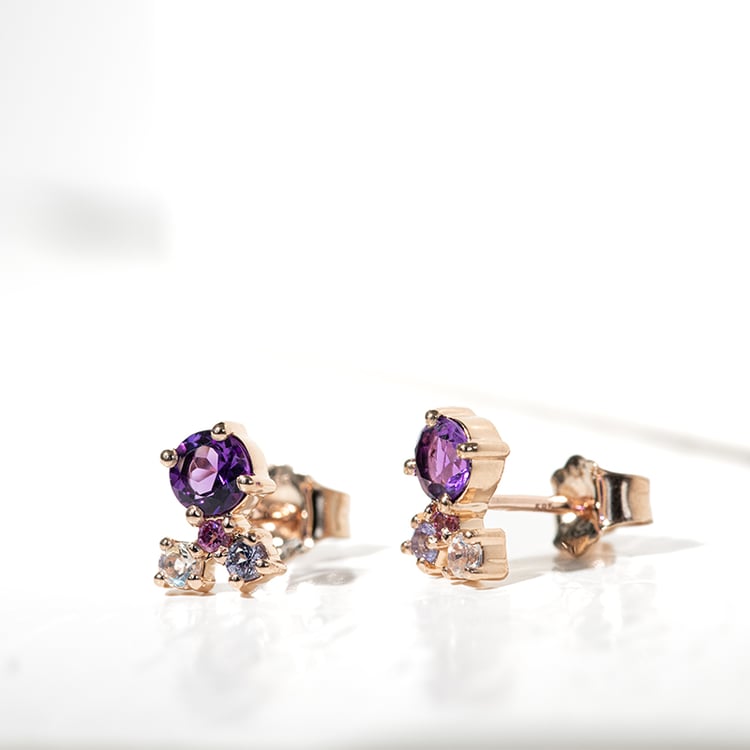 Cluster kolekce šperků s ametysty a drahokamy Halli 127036