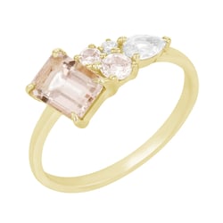 Cluster prsten s morganity, diamantem a safírem Ivonne