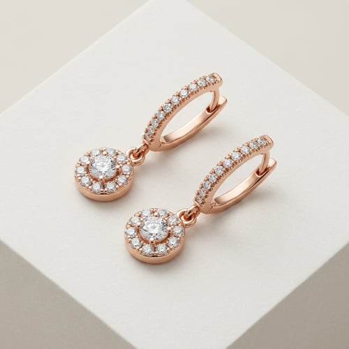 Zlaté kruhové náušnice s 0.09ct lab-grown diamantem Namita