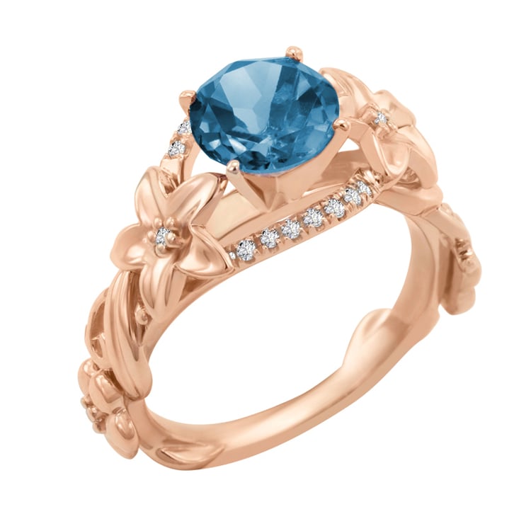 Zlatý prsten s modrým topazem 21625