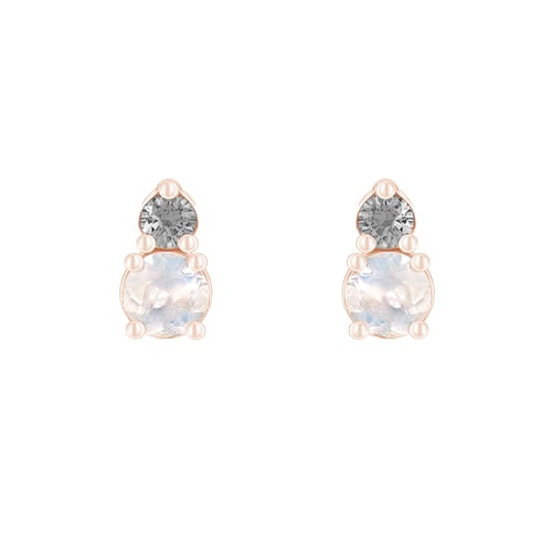 Náušnice s měsíčními kameny a salt and pepper diamanty Josse