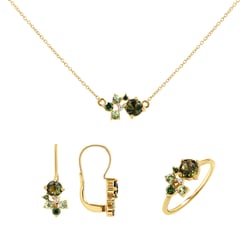 Sada cluster šperků s vltavíny, safíry a diamanty Zino